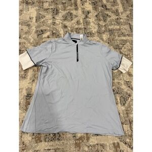 Tribord Race Decathlon Mens Large Sun Protection 1/4 Zip Short Sleeve Blue Top